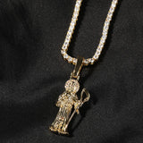 Hip Hop Owl Grim Reaper Pendant Necklace