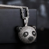 Hip Hop Panda Pendant Necklace Bling Iced Out CZ Stone Jewelry Gift