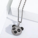 Hip Hop Panda Pendant Necklace Bling Iced Out CZ Stone Jewelry Gift