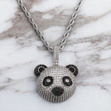 Hip Hop Panda Pendant Necklace Bling Iced Out CZ Stone Jewelry Gift