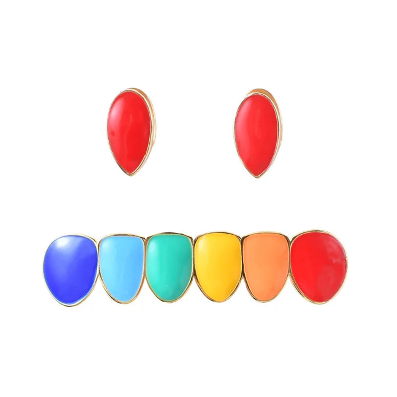 Colorful Hip Hop Teeth Set Rapper Grillz Body Jewelry