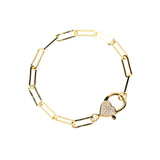 Hip Hop Copper Charm Bracelet with Zirconia Heart Lock
