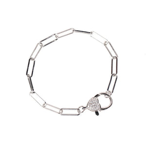 Hip Hop Copper Charm Bracelet with Zirconia Heart Lock