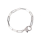 Hip Hop Copper Charm Bracelet with Zirconia Heart Lock