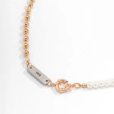 Hip Hop Retro Spring Buckle Necklace Beaded Pearl Metal Ball Men's Jewelry