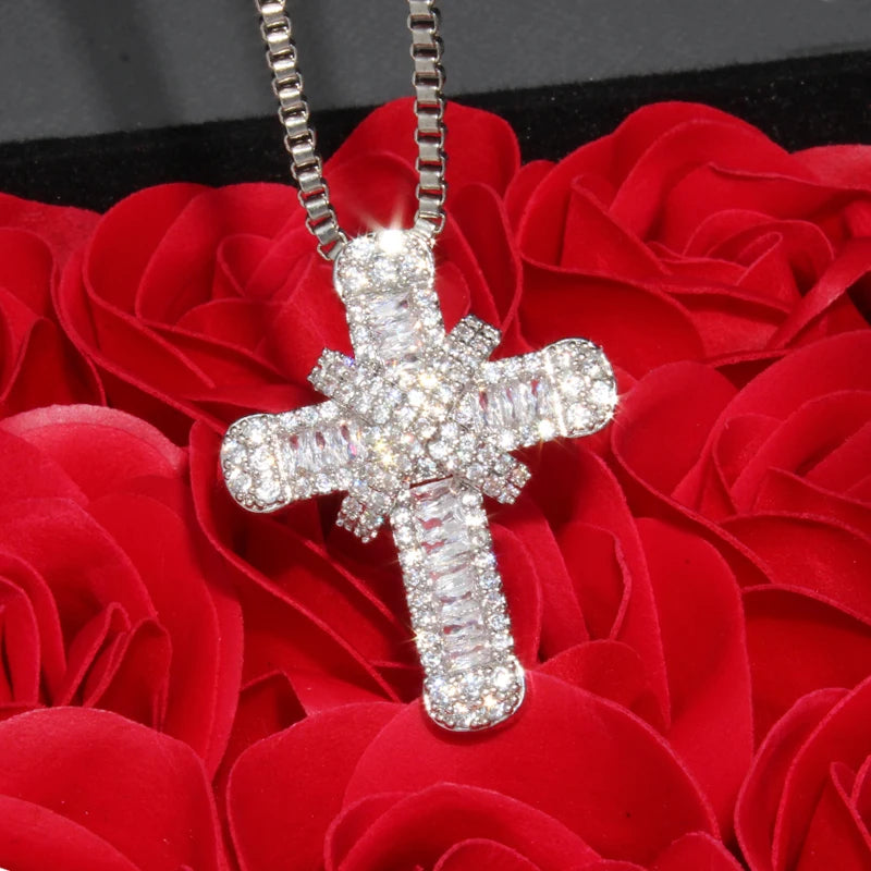 Hip Hop Cross Pendant Necklace AAA Cubic Zircon Pendant Necklace