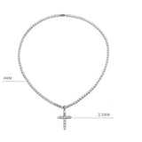 Hip-Hop Cross Pendant Necklaces Crystal Stainless Steel Link Necklace