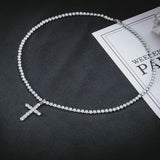 Hip-Hop Cross Pendant Necklaces Crystal Stainless Steel Link Necklace