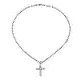 Hip-Hop Cross Pendant Necklaces Crystal Stainless Steel Link Necklace