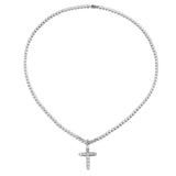 Hip-Hop Cross Pendant Necklaces Crystal Stainless Steel Link Necklace
