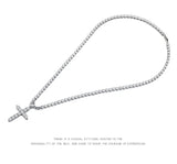Hip-Hop Cross Pendant Necklaces Crystal Stainless Steel Link Necklace