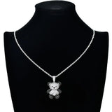 Hip Hop Crystal Teddy Bear Pendant Necklace Iced Out Bling Panda Pendant Jewelry
