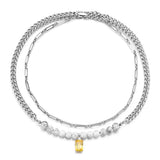 Cuban Chain Yellow Zircon Pendant Necklace Men