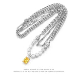 Cuban Chain Yellow Zircon Pendant Necklace Men