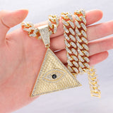 Cuban Link Evil Eye Pendant Necklace Bling Choker Chains for Men