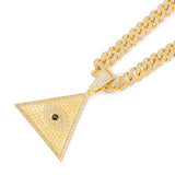 Cuban Link Evil Eye Pendant Necklace Bling Choker Chains for Men
