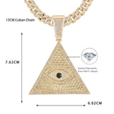 Cuban Link Evil Eye Pendant Necklace Bling Choker Chains for Men