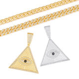 Cuban Link Evil Eye Pendant Necklace Bling Choker Chains for Men