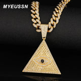 Cuban Link Evil Eye Pendant Necklace Bling Choker Chains for Men