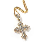 Hip Hop Cross Pendant CZ Chain Necklace for Men