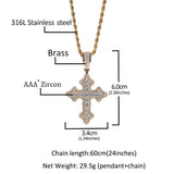 Hip Hop Cross Pendant CZ Chain Necklace for Men