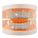 Hip Hop Cubic Zircon Grillz 8-Tooth Shiny Top Bottom Dental Grills