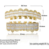 Hip Hop Cubic Zircon Grillz 8-Tooth Shiny Top Bottom Dental Grills