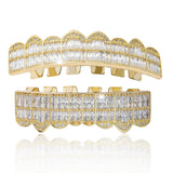 Hip Hop Cubic Zircon Grillz 8-Tooth Shiny Top Bottom Dental Grills