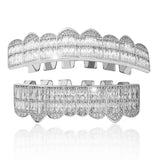 Hip Hop Cubic Zircon Grillz 8-Tooth Shiny Top Bottom Dental Grills