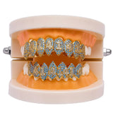 Hip Hop Zircon Teeth Grillz Top & Bottom Grills Dental Mouth Punk Caps