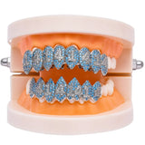 Hip Hop Zircon Teeth Grillz Top & Bottom Grills Dental Mouth Punk Caps