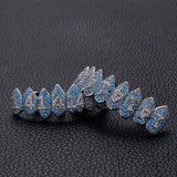Hip Hop Zircon Teeth Grillz Top & Bottom Grills Dental Mouth Punk Caps