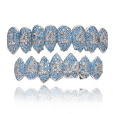 Hip Hop Zircon Teeth Grillz Top & Bottom Grills Dental Mouth Punk Caps