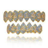 Hip Hop Zircon Teeth Grillz Top & Bottom Grills Dental Mouth Punk Caps