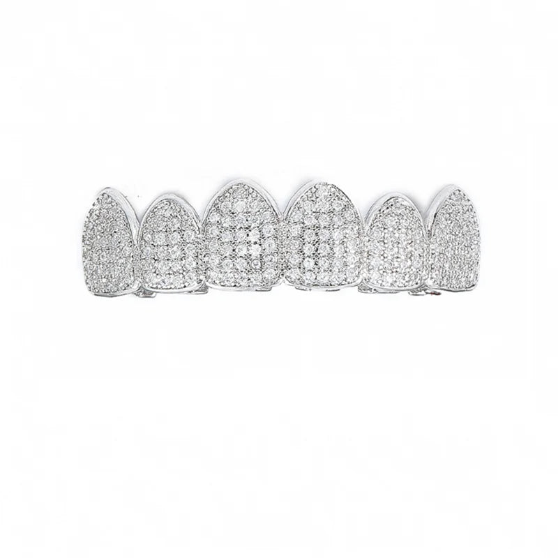 Hip Hop CZ Teeth Grillz Top Bottom Grills Punk Tooth Caps