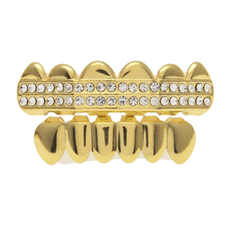 Hip Hop Cubic Zircon Teeth Grillz Top Bottom Grills Dental Mouth