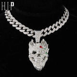 Hip Hop Exaggerate Face Pendant with Cuban Chain Iced Out