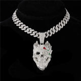 Hip Hop Exaggerate Face Pendant with Cuban Chain Iced Out