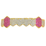 Hip Hop Fang Teeth Grillz Micro Pave Cubic Zircon Top Teeth Caps Mouth Grills