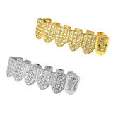 Hip Hop Fang Teeth Grillz Micro Pave Cubic Zircon Top Teeth Caps
