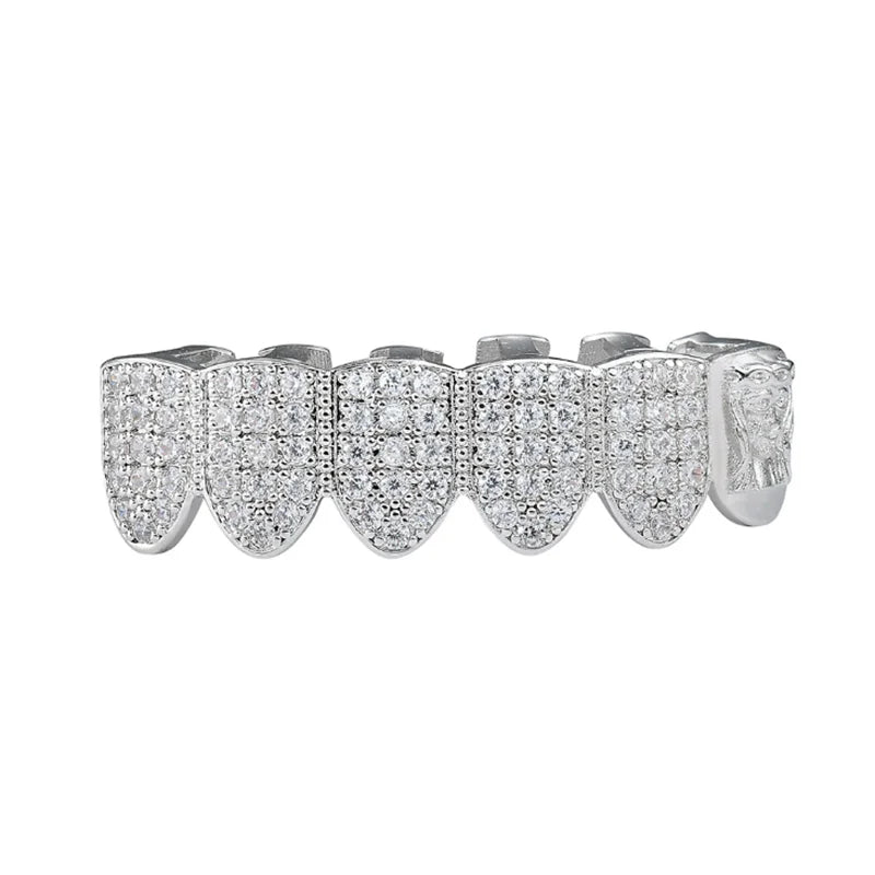 Hip Hop Fang Teeth Grillz Micro Pave Cubic Zircon Top Teeth Caps