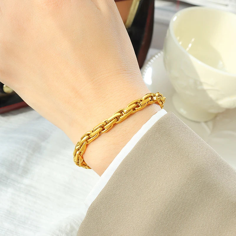 Hip-Hop Cuban Bracelet Women'S Thick Chain Stainless Steel Jewelry