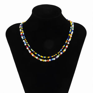 Colorful Rice Beads Beaded Necklace Boho Men Resin Necklace