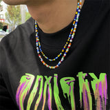 Colorful Rice Beads Beaded Necklace Boho Men Resin Necklace