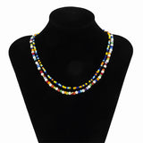 Colorful Rice Beads Beaded Necklace Boho Men Resin Necklace