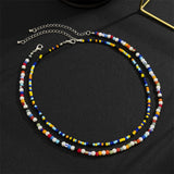 Colorful Rice Beads Beaded Necklace Boho Men Resin Necklace