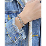 Hip-Hop Punk Titanium Steel Bracelet Cuban Link Chain Stainless Steel