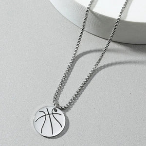 Hip Hop Basketball Pendant Stainless Steel Necklace