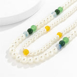 Hip Hop Tandem Mixed Pearl Necklace Men's Double Layer Pearl Necklace Gift