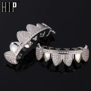 Hip Hop CZ Stones Teeth Grillz Iced Out Micro Pave Grills Men Women Jewelry